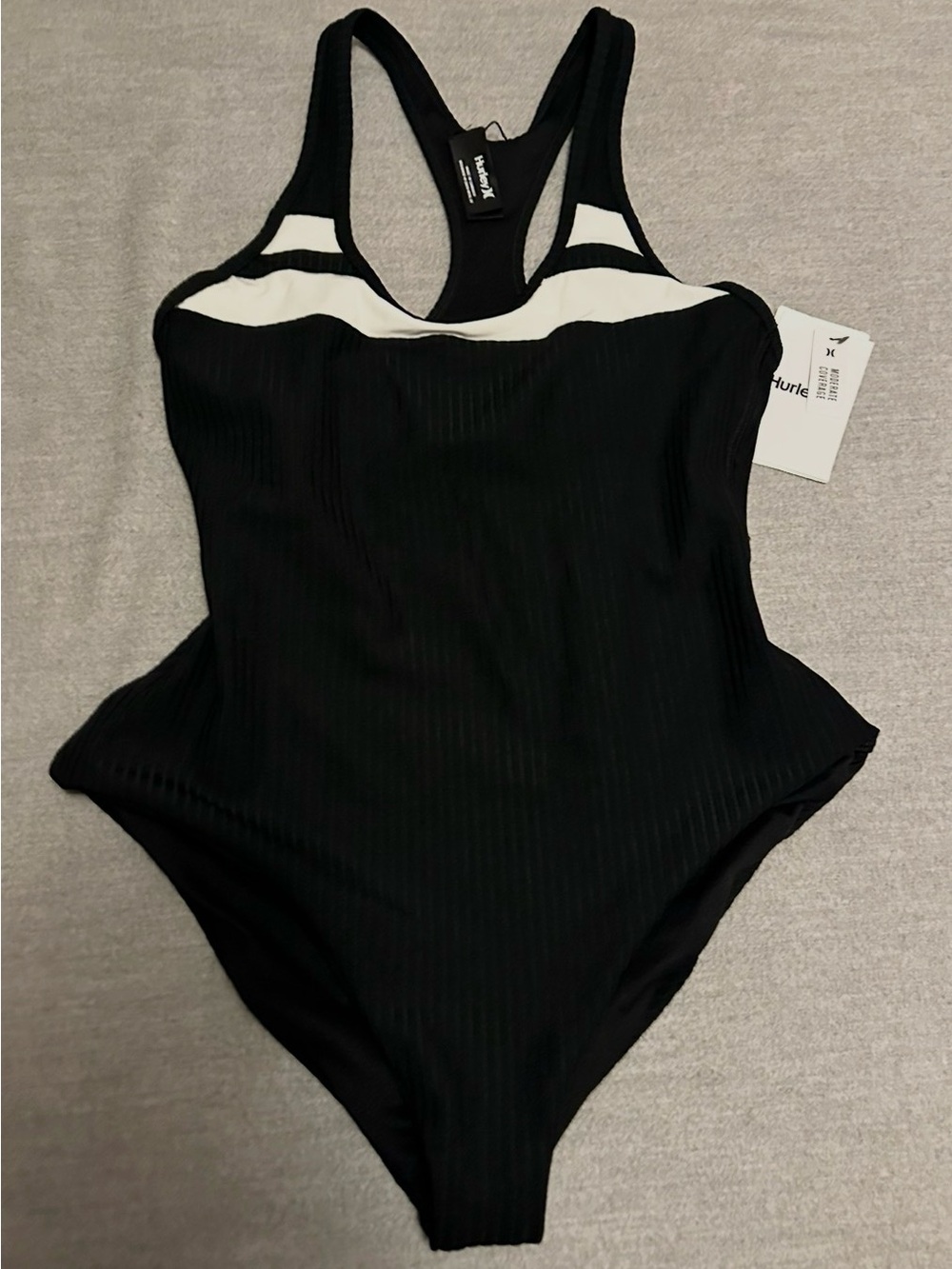 Hurley Black One-Piece Swimsuit with White Accent